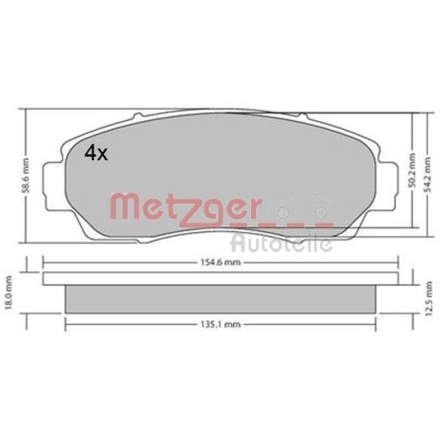 METZGER Bremsbelagsatz, Scheibenbremse