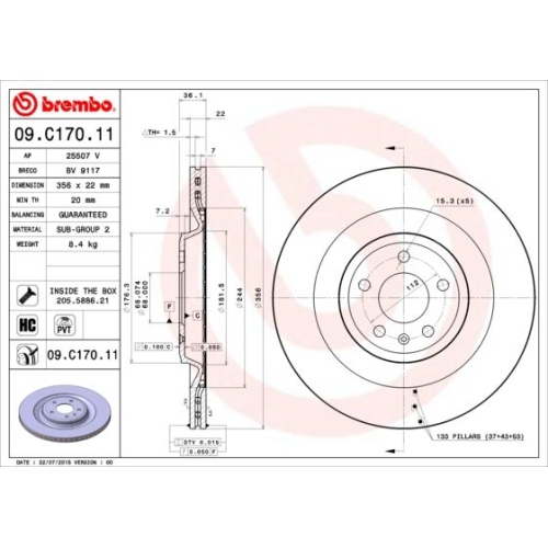 BREMBO Bremsscheibe PRIME LINE - UV Coated