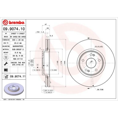 BREMBO Bremsscheibe PRIME LINE - UV Coated