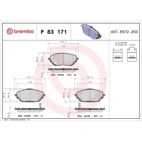 BREMBO Bremsbelagsatz, Scheibenbremse PRIME LINE