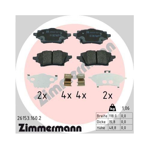 ZIMMERMANN Bremsbelagsatz, Scheibenbremse