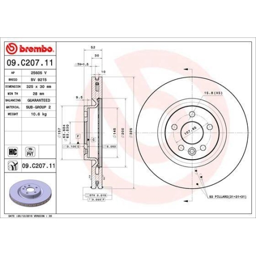 BREMBO Bremsscheibe PRIME LINE - UV Coated