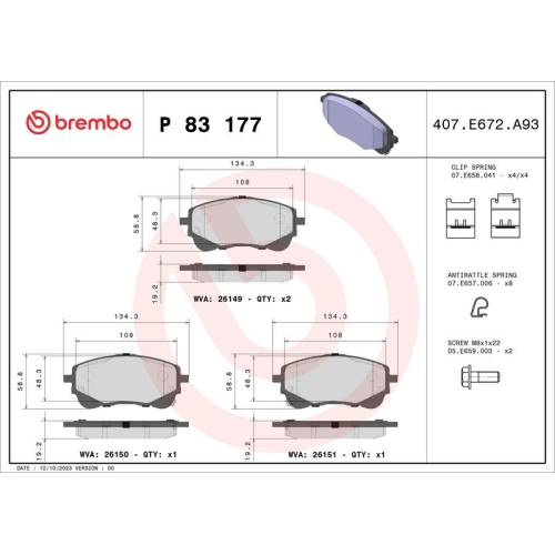 BREMBO Bremsbelagsatz, Scheibenbremse PRIME LINE