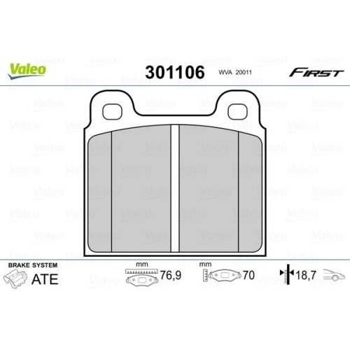 VALEO Bremsbelagsatz, Scheibenbremse FIRST