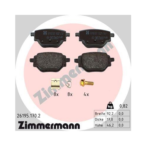 ZIMMERMANN Bremsbelagsatz, Scheibenbremse