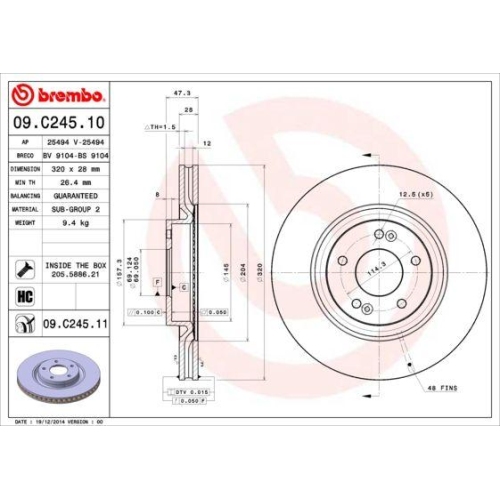 BREMBO Bremsscheibe PRIME LINE - UV Coated