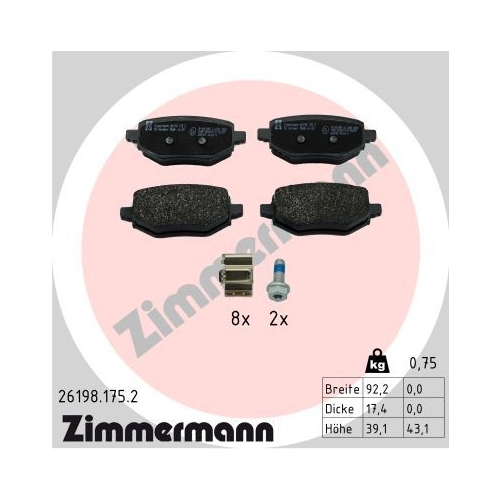 ZIMMERMANN Bremsbelagsatz, Scheibenbremse