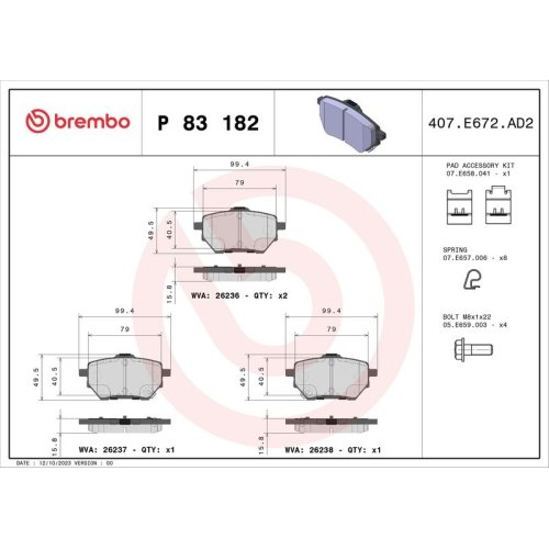 BREMBO Bremsbelagsatz, Scheibenbremse PRIME LINE