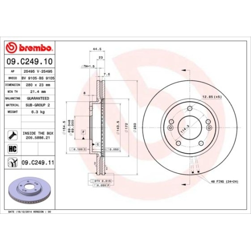 BREMBO Bremsscheibe PRIME LINE - UV Coated