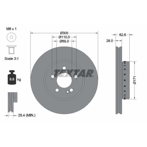 TEXTAR Bremsscheibe PRO+