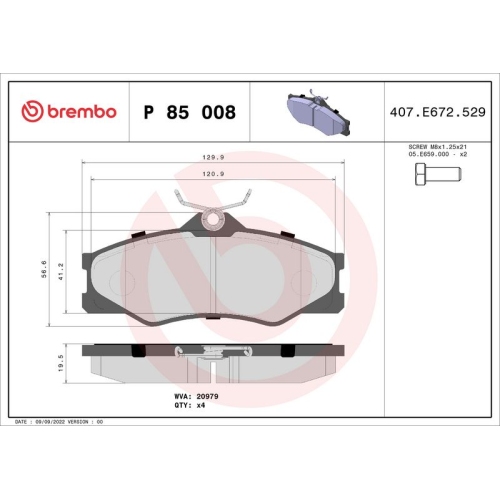 BREMBO Bremsbelagsatz, Scheibenbremse PRIME LINE