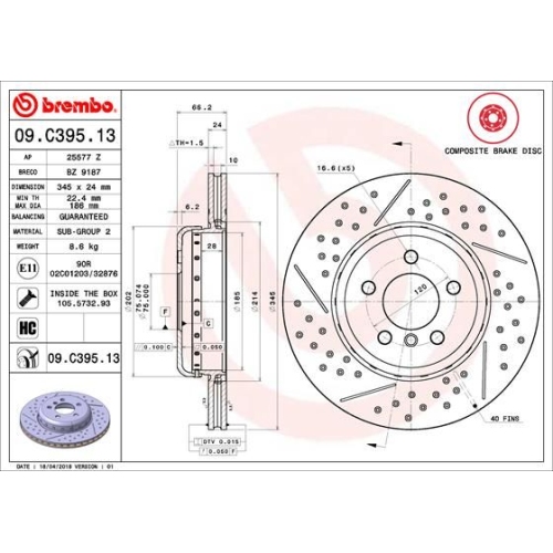 BREMBO Bremsscheibe PRIME LINE - Composite