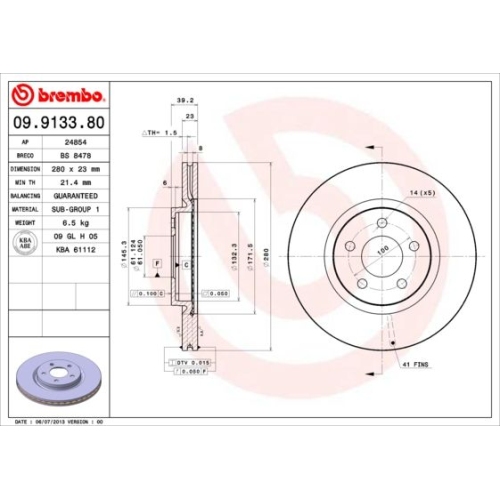 BREMBO Bremsscheibe PRIME LINE - UV Coated