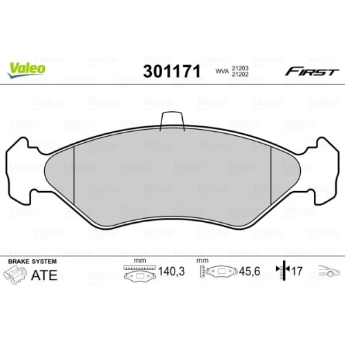 VALEO Bremsbelagsatz, Scheibenbremse FIRST