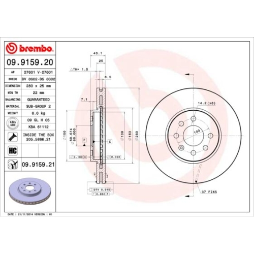 BREMBO Bremsscheibe PRIME LINE - UV Coated