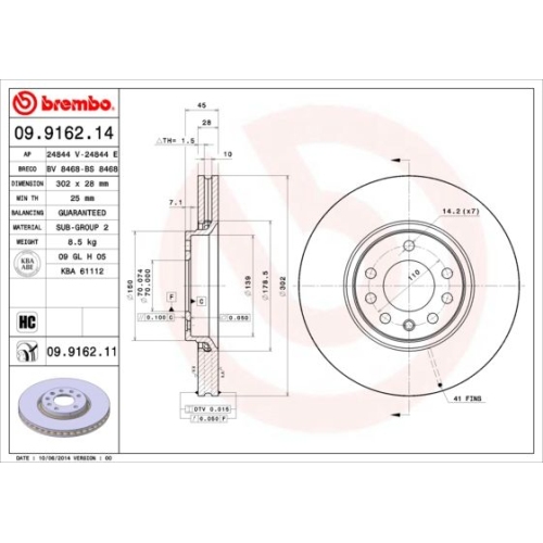 BREMBO Bremsscheibe PRIME LINE - UV Coated