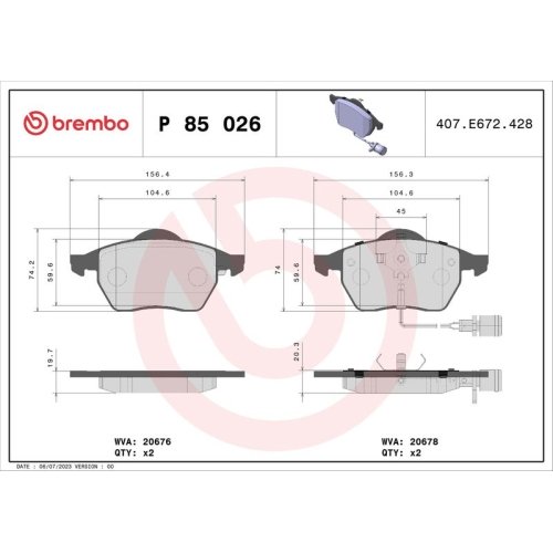 BREMBO Bremsbelagsatz, Scheibenbremse PRIME LINE