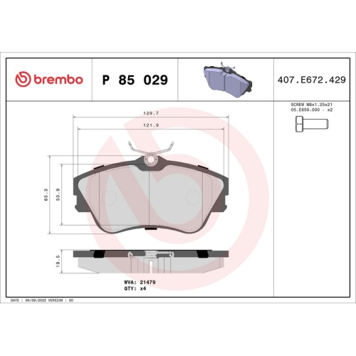 BREMBO Bremsbelagsatz, Scheibenbremse PRIME LINE