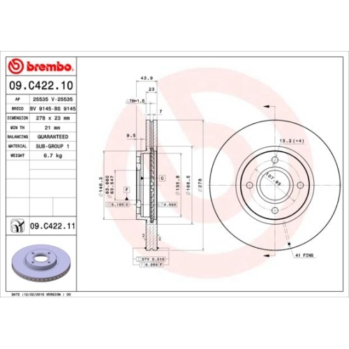 BREMBO Bremsscheibe PRIME LINE - UV Coated