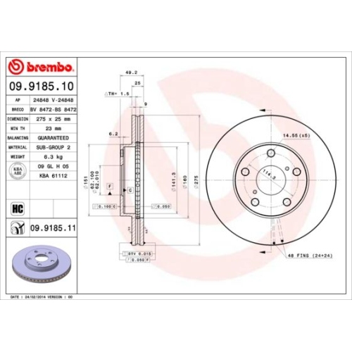 BREMBO Bremsscheibe PRIME LINE - UV Coated