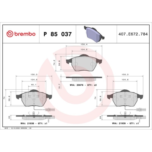 BREMBO Bremsbelagsatz, Scheibenbremse XTRA LINE