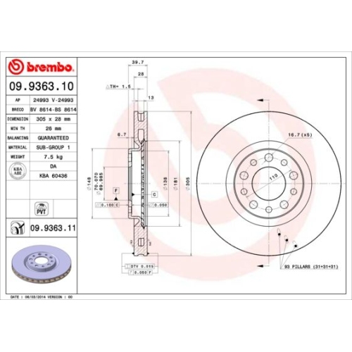 BREMBO Bremsscheibe PRIME LINE - UV Coated