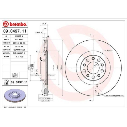 BREMBO Bremsscheibe PRIME LINE - UV Coated