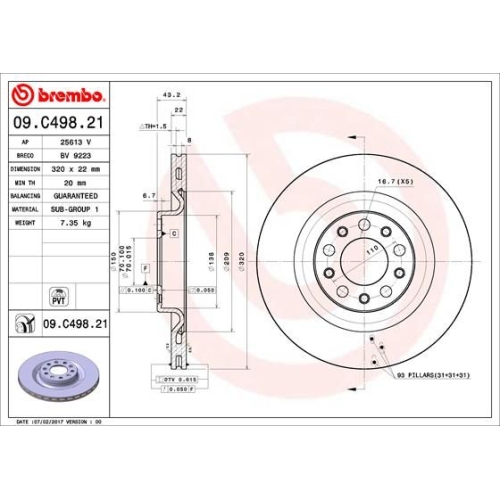 BREMBO Bremsscheibe PRIME LINE - UV Coated