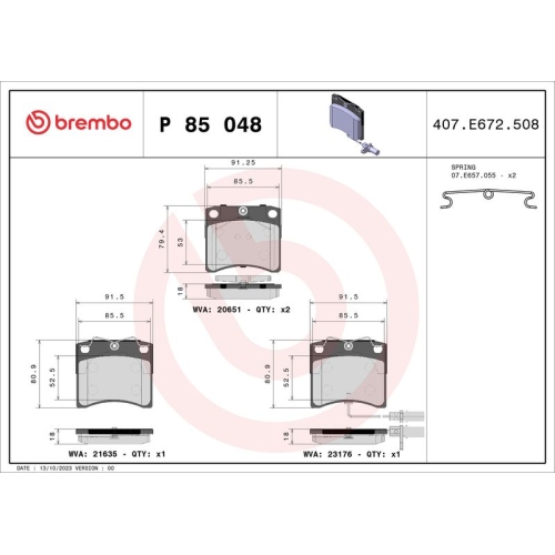 BREMBO Bremsbelagsatz, Scheibenbremse PRIME LINE