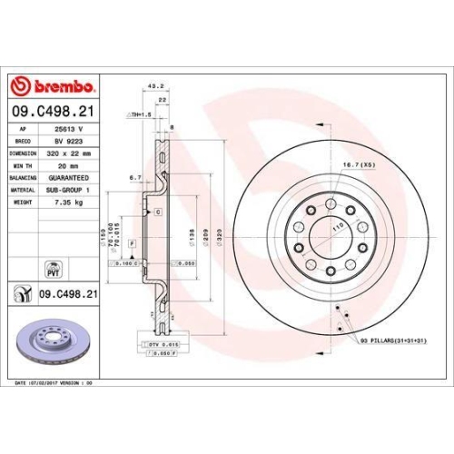 BREMBO Bremsscheibe PRIME LINE - UV Coated