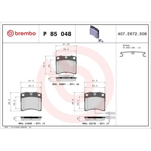 BREMBO Bremsbelagsatz, Scheibenbremse PRIME LINE