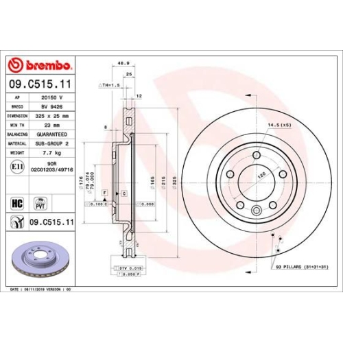 BREMBO Bremsscheibe PRIME LINE - UV Coated