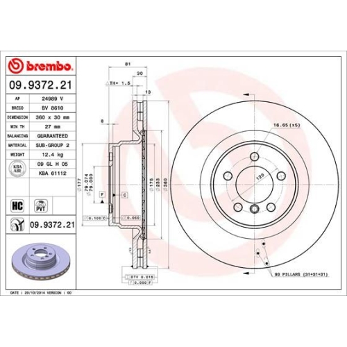 BREMBO Bremsscheibe PRIME LINE - UV Coated