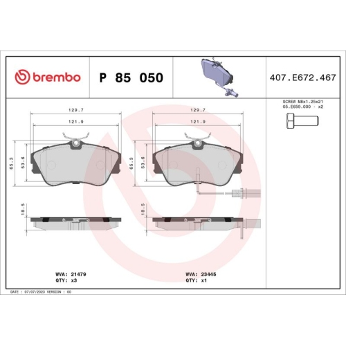 BREMBO Bremsbelagsatz, Scheibenbremse PRIME LINE