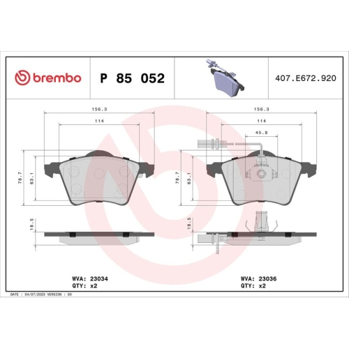 BREMBO Bremsbelagsatz, Scheibenbremse PRIME LINE