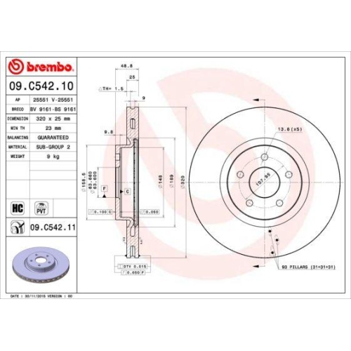 BREMBO Bremsscheibe PRIME LINE - UV Coated