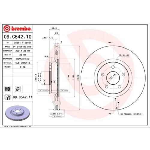 BREMBO Bremsscheibe PRIME LINE - UV Coated