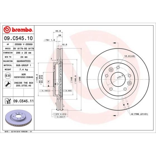 BREMBO Bremsscheibe PRIME LINE - UV Coated