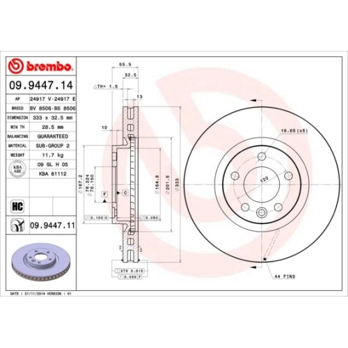 BREMBO Bremsscheibe PRIME LINE - UV Coated