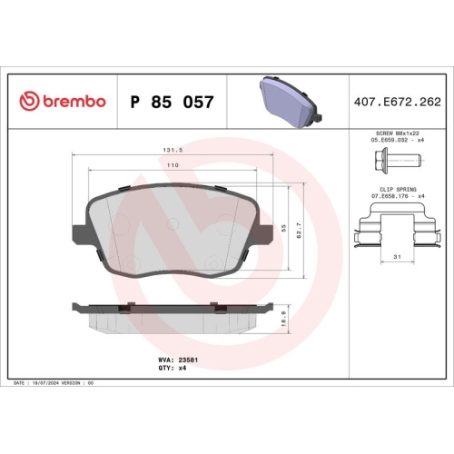 BREMBO Bremsbelagsatz, Scheibenbremse XTRA LINE