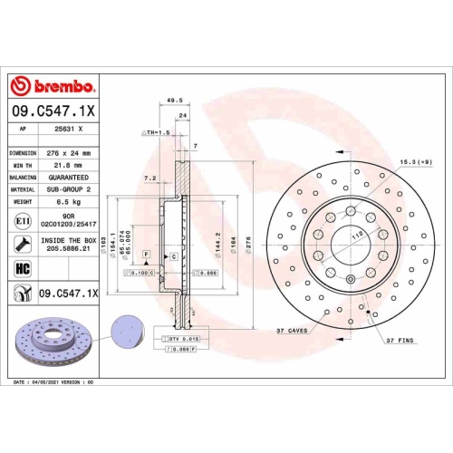 BREMBO Bremsscheibe XTRA LINE - Xtra