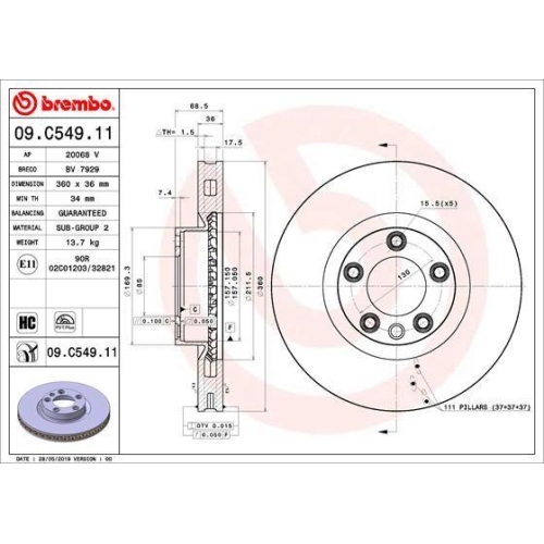 BREMBO Bremsscheibe PRIME LINE - UV Coated