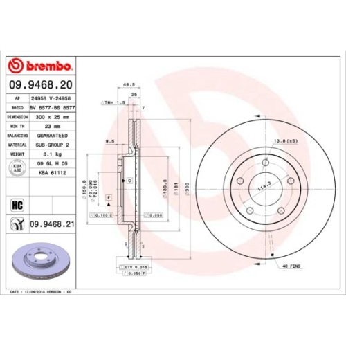 BREMBO Bremsscheibe PRIME LINE - UV Coated