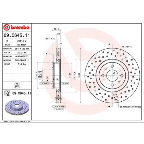 BREMBO Bremsscheibe PRIME LINE - UV Coated