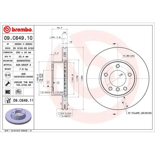 BREMBO Bremsscheibe PRIME LINE - UV Coated