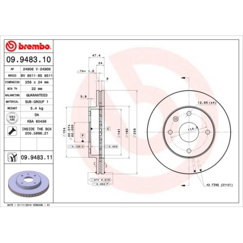 BREMBO Bremsscheibe PRIME LINE - UV Coated