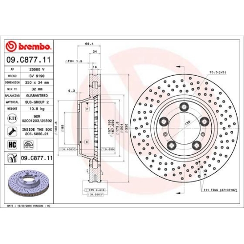 BREMBO Bremsscheibe PRIME LINE - UV Coated