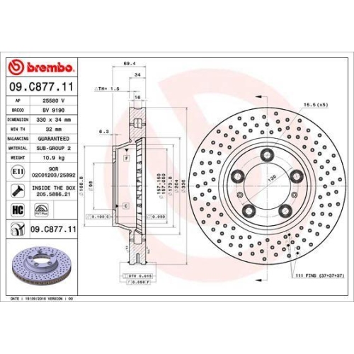 BREMBO Bremsscheibe PRIME LINE - UV Coated