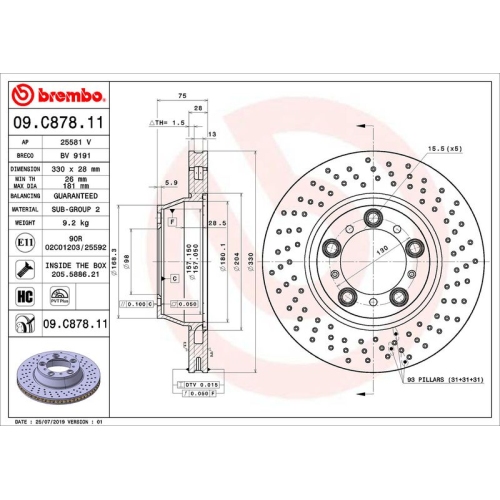 BREMBO Bremsscheibe PRIME LINE - UV Coated