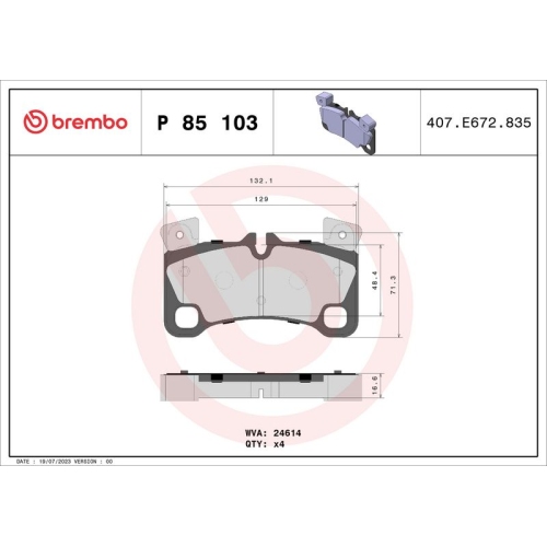 BREMBO Bremsbelagsatz, Scheibenbremse PRIME LINE